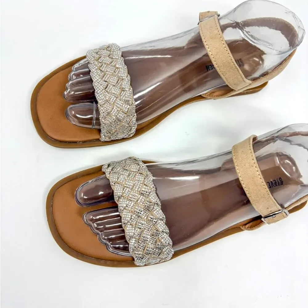 NEW Steve Madden Girl's Jnoahh Rhinestone Strappy Sandals, Size 5, MSRP $60